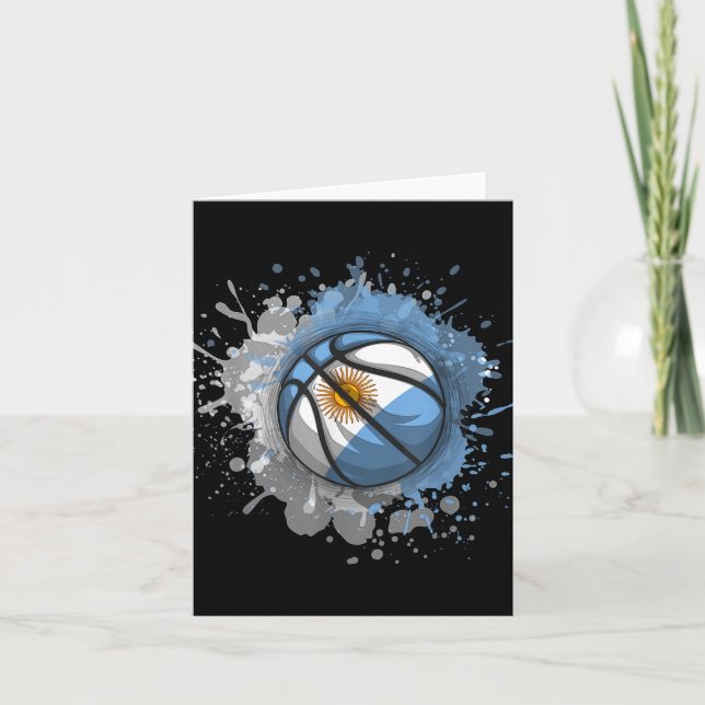 Basketball With Argentina Flag  Card (Front)