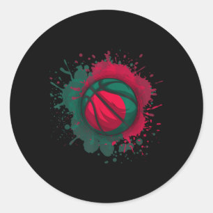 Basketball With Bangladesh Flag Classic Round Sticker
