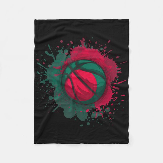 Basketball With Bangladesh Flag  Fleece Blanket (Front)