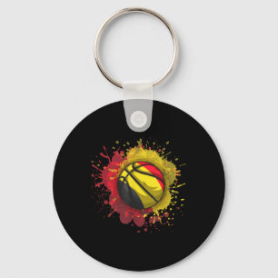 Basketball With Belgium Flag  Key Ring