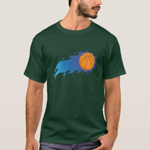 Basketball with blue Flames Ball Sports USA funny T-Shirt