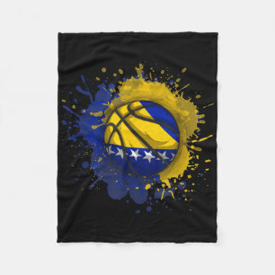 Basketball With Bosnia And Herzegovina Flag Fleece Blanket