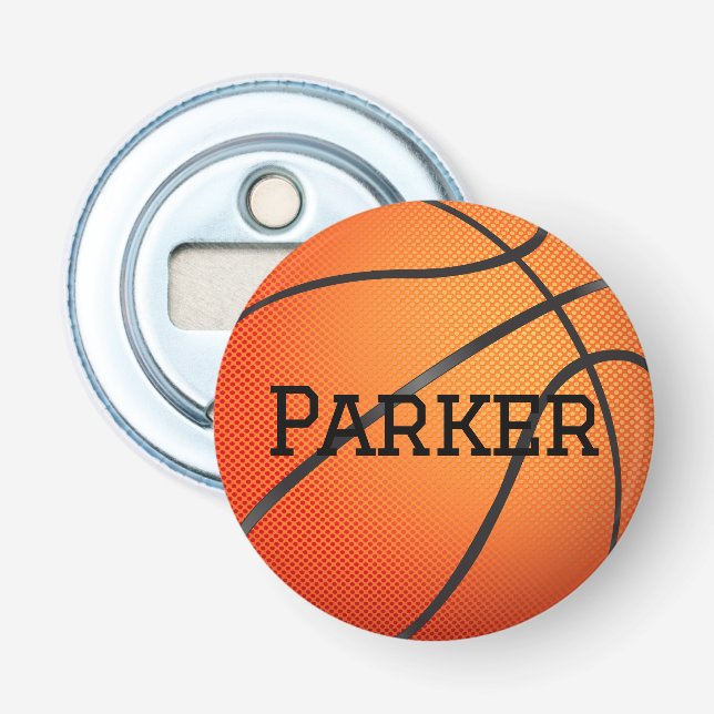 Basketball With Custom Name Bottle Opener (Front)