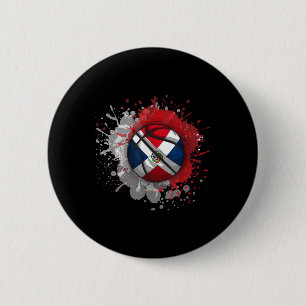 Basketball With Dominican Republic Flag  6 Cm Round Badge