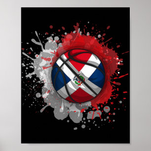 Basketball With Dominican Republic Flag Poster