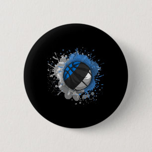 Basketball With Estonia Flag  6 Cm Round Badge