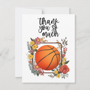 Basketball with flowers for coach thank you card