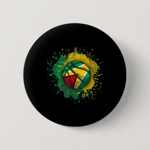 Basketball With Guyana Flag 6 Cm Round Badge