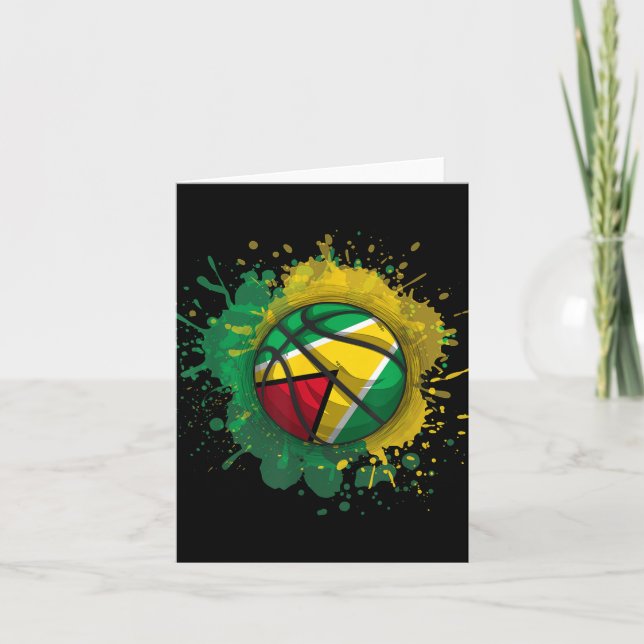 Basketball With Guyana Flag  Card (Front)