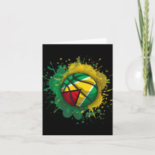 Basketball With Guyana Flag  Card