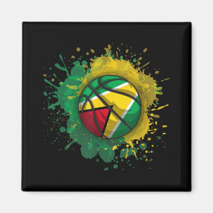 Basketball With Guyana Flag Magnet