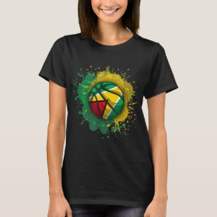 Basketball With Guyana Flag  T-Shirt