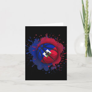 Basketball With Haiti Flag Card