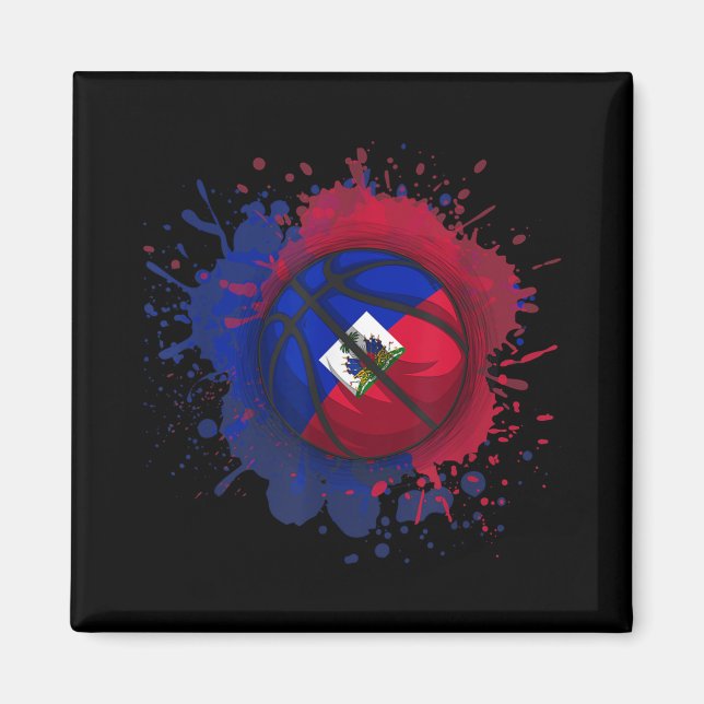 Basketball With Haiti Flag  Magnet (Front)