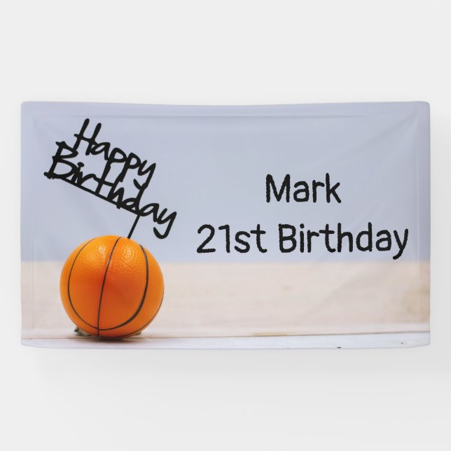 Basketball with Happy Birthday on white background Banner (Horizontal)
