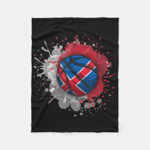 Basketball With Iceland Flag Fleece Blanket