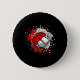 Basketball With Indonesia Flag 6 Cm Round Badge