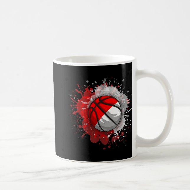 Basketball With Indonesia Flag  Coffee Mug (Right)