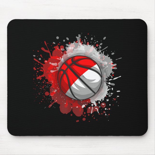 Basketball With Indonesia Flag  Mouse Pad (Front)