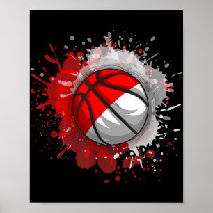 Basketball With Indonesia Flag  Poster
