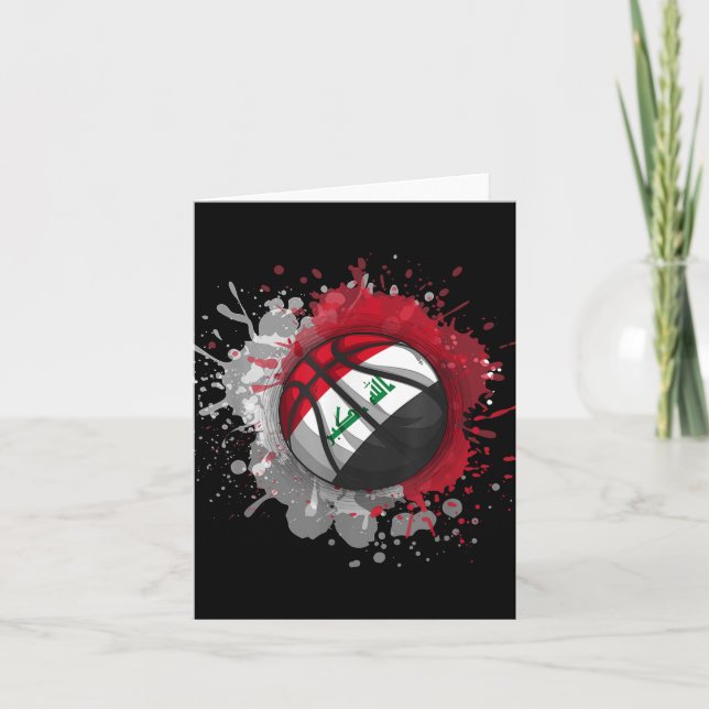 Basketball With Iraq Flag  Card (Front)