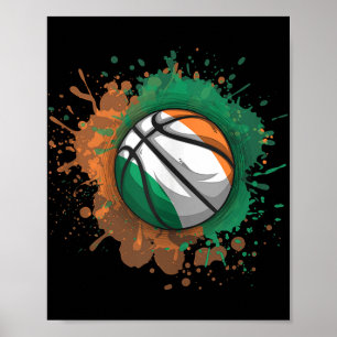 Basketball With Ireland Flag Tank Top Poster