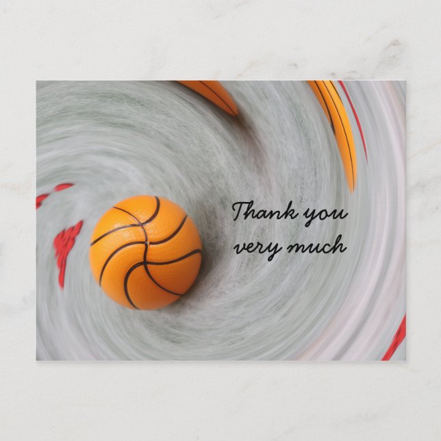 Basketball with love on the court thank you postcard (Front)