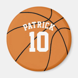 Basketball with Name and Team Number Magnet