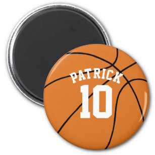 Basketball with Name and Team Number Magnet