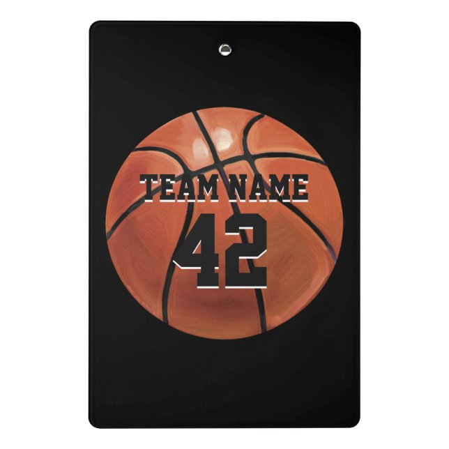 Basketball with Personalised Name and Number Mini Clipboard (Back)