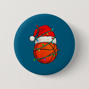 Basketball With Santa Hat Funny Christmas Xmas Gif 6 Cm Round Badge