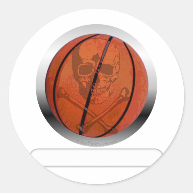 Basketball with Skull- Personalised Classic Round Sticker (Front)