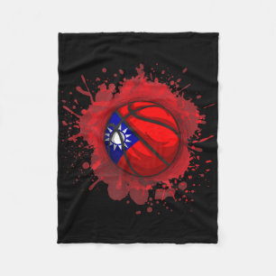 Basketball With Taiwan Flag  Fleece Blanket