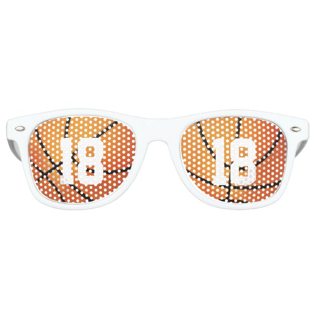 Basketball with your own number | Sports Gift Retro Sunglasses (Front)