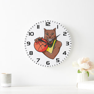 Basketball Wolf Large Clock