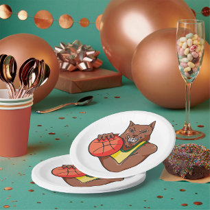 Basketball Wolf Paper Plate