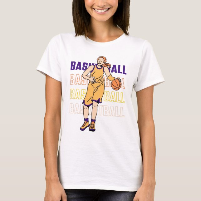 Basketball Womens Basic T-Shirt in White (Front)