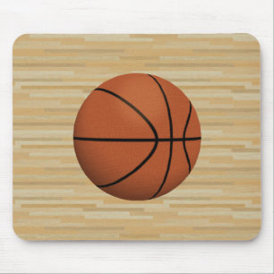 Basketball & Wood Court Background: Mousepad