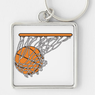 basketball woosh ball in net vector illustration key ring