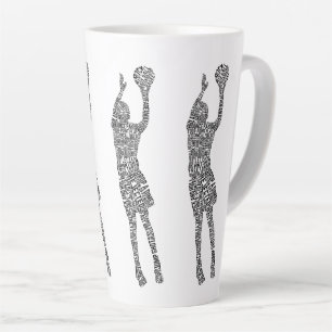 Basketball Word Art, Typography Latte Mug