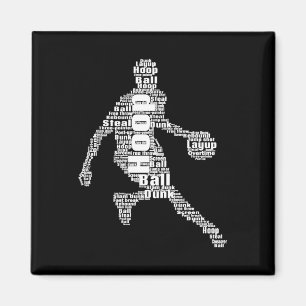 Basketball Word Cloud Basketball Sports Fan Boys B Magnet