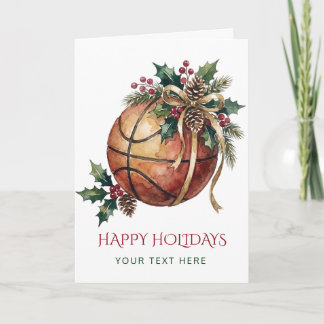 Basketball Wreath Bow Christmas Holiday Card