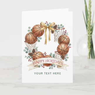 Basketball Wreath Bow Christmas Holiday Card