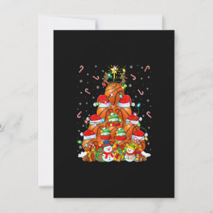 Basketball Xmas Lighting Tree Santa Basketball Chr Invitation