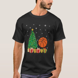 Basketball Xmas Tree Lighting Santa Hat Basketball T-Shirt