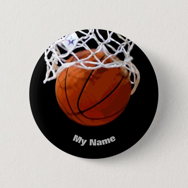 Basketball Your Name 6 Cm Round Badge (Front)