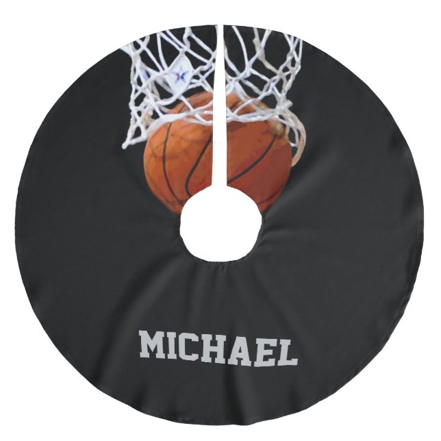 Basketball Your Name Brushed Polyester Tree Skirt (Front)