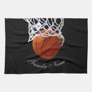 Basketball Your Name Calligraphy Script Tea Towel