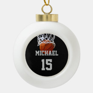 Basketball Your Name Ceramic Ball Christmas Ornament