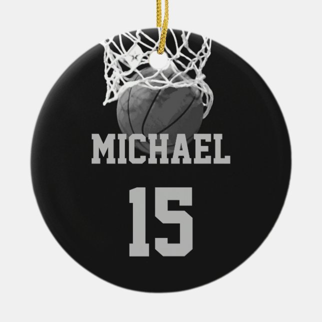 Basketball Your Name Ceramic Ornament (Front)